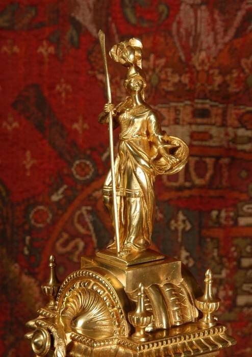 fig 4. Majestic and Very Large Gilt Brass Clock Set, Athena ~ French - Circa 1870.